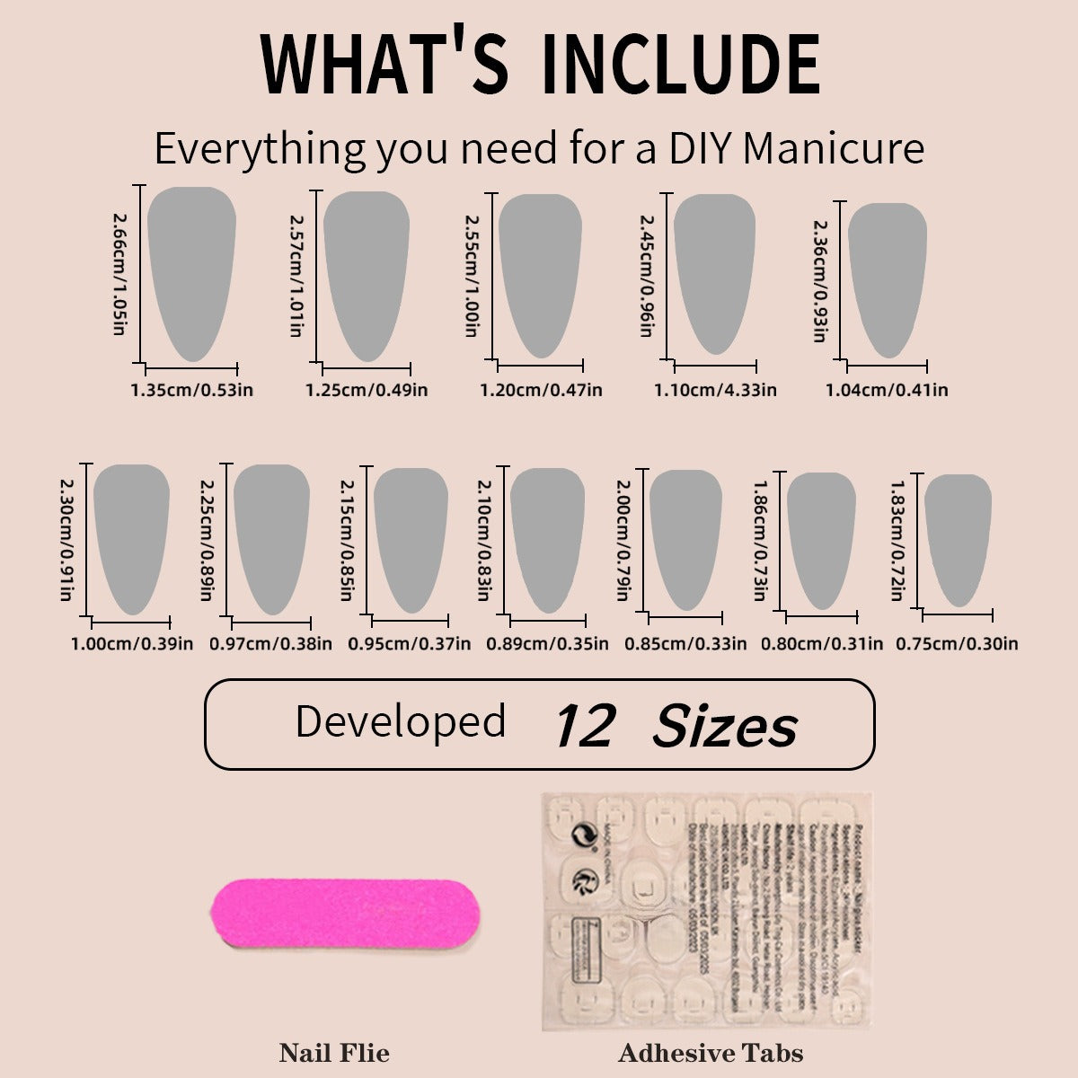 Almond-shaped French edge manicure fake nails