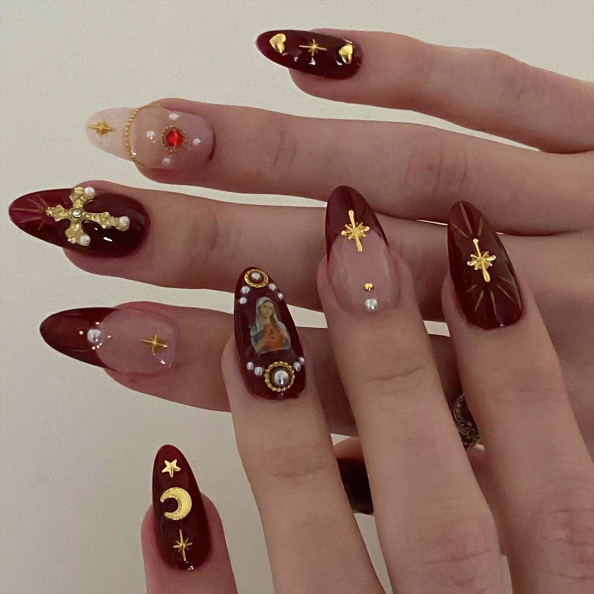 Cross Flash Diamond Press on Nails
