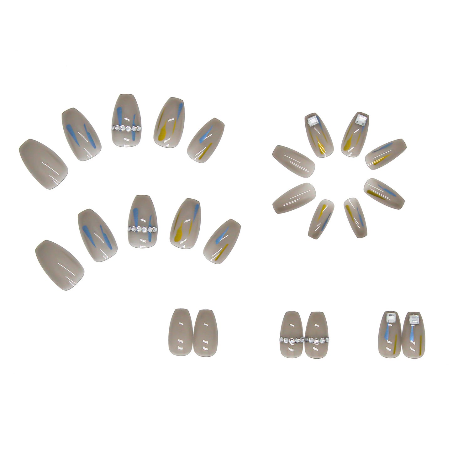 Transparent Gray Niche High-End Square Press on Nails
