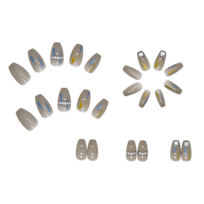 Transparent Gray Niche High-End Square Press on Nails