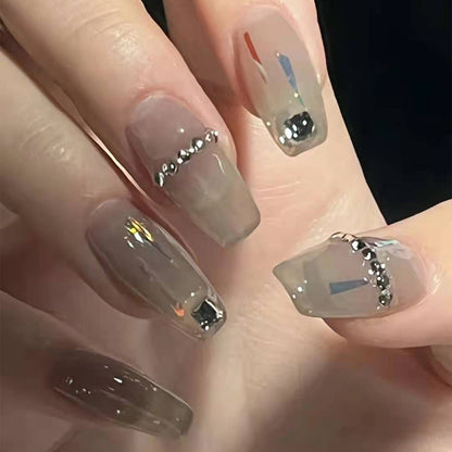 Transparent Gray Niche High-End Square Press on Nails
