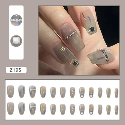 Transparent Gray Niche High-End Square Press on Nails