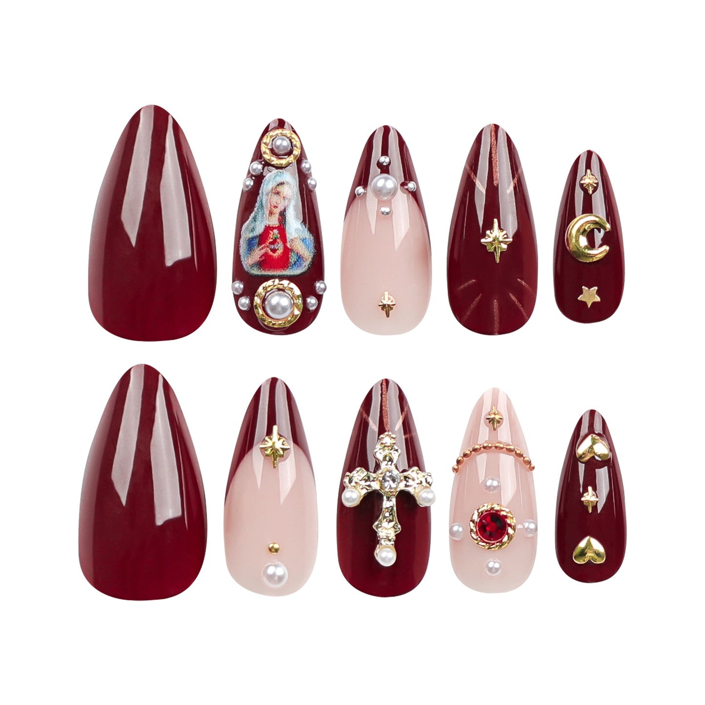 Cross Flash Diamond Press on Nails