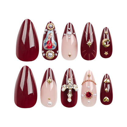 Cross Flash Diamond Press on Nails
