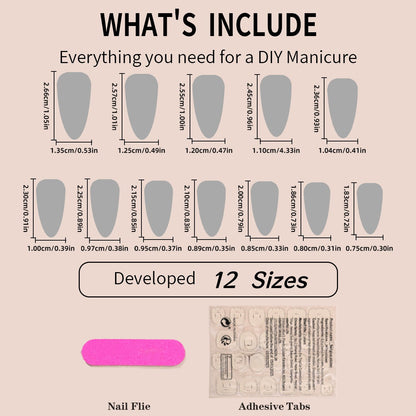 Almond-shaped French edge manicure fake nails