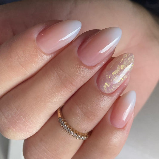 Gradient glitter manicure patches almond-shaped nails fake nails
