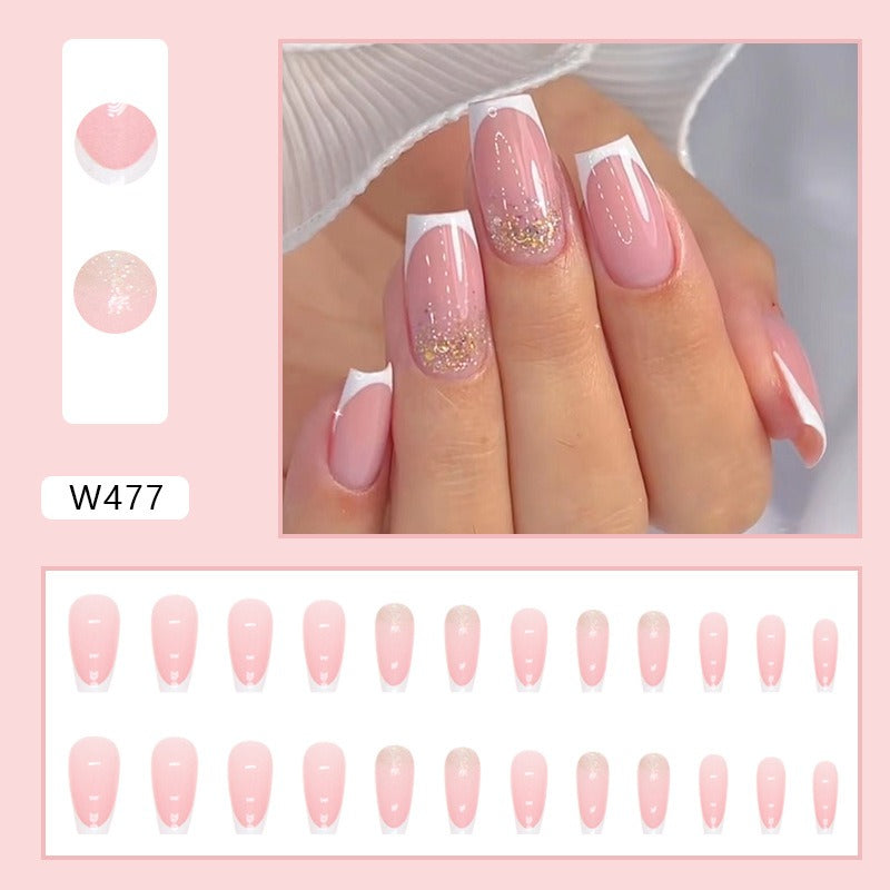 French Simple Glitter Girl’s soft and tender Press on Nails