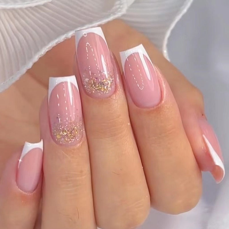 French Simple Glitter Girl’s soft and tender Press on Nails