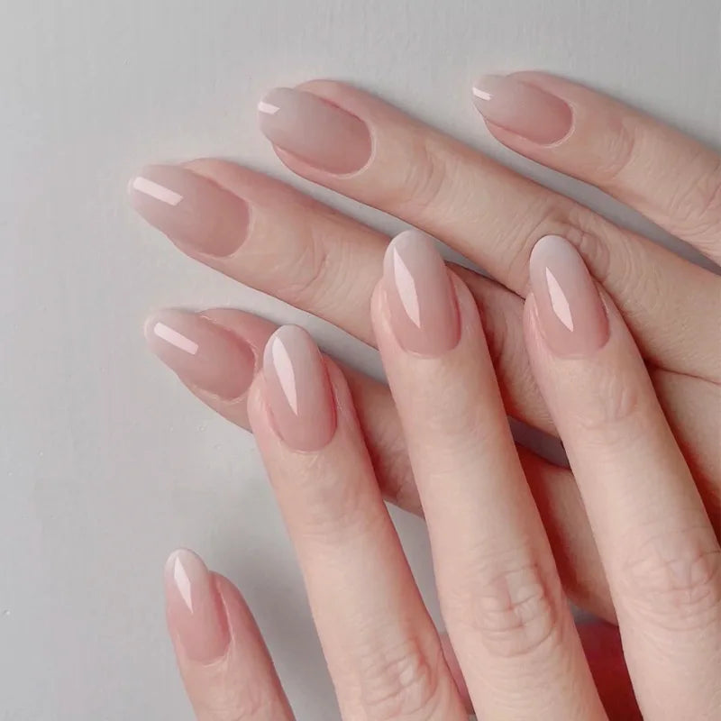 24Pcs Pink Almond Metallic Gloss Press on Nails - Multiple Colours