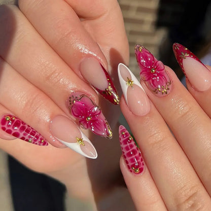 24pcs Floral & Coral Almond Press on Nails - Multiple Designs