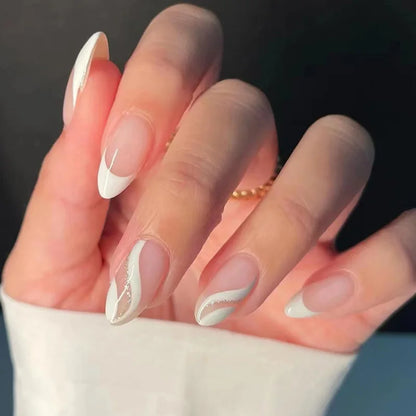 24Pcs Mid-Length Almond Press on Nails - Multiple Colours