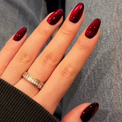 24pcs Glossy Metallic Almond Press on Nails - Multiple Colours