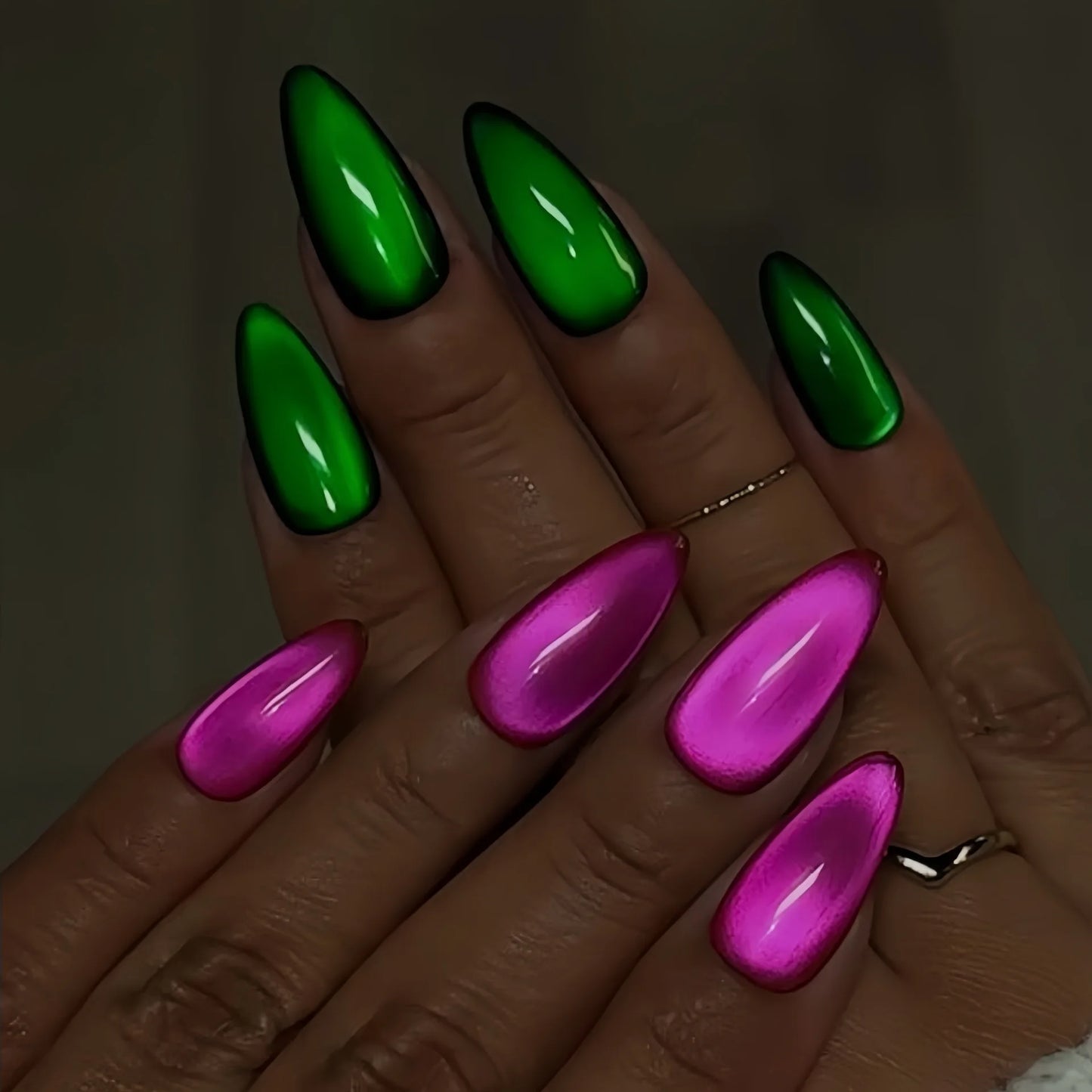 24pcs Glossy Metallic Almond Press on Nails - Multiple Colours