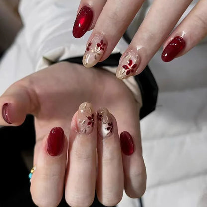24pcs Floral & Coral Almond Press on Nails - Multiple Designs