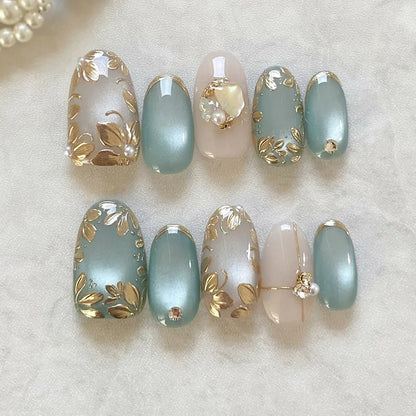 24pcs Floral & Coral Almond Press on Nails - Multiple Designs