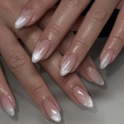 24Pcs Pink Almond Metallic Gloss Press on Nails - Multiple Colours