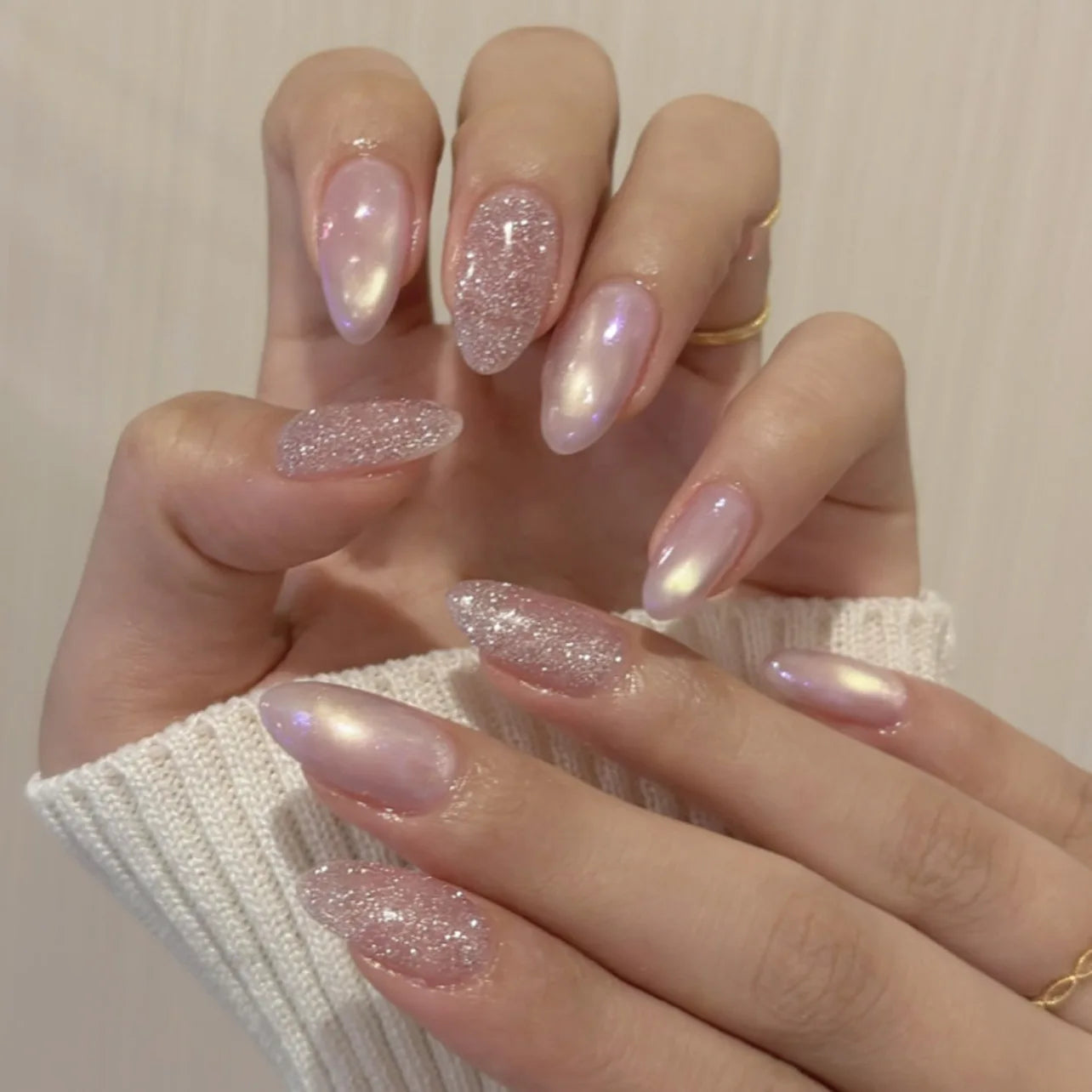 24pcs Glossy Metallic Almond Press on Nails - Multiple Colours