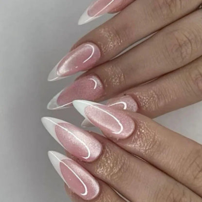 24pcs Glossy Metallic Almond Press on Nails - Multiple Colours