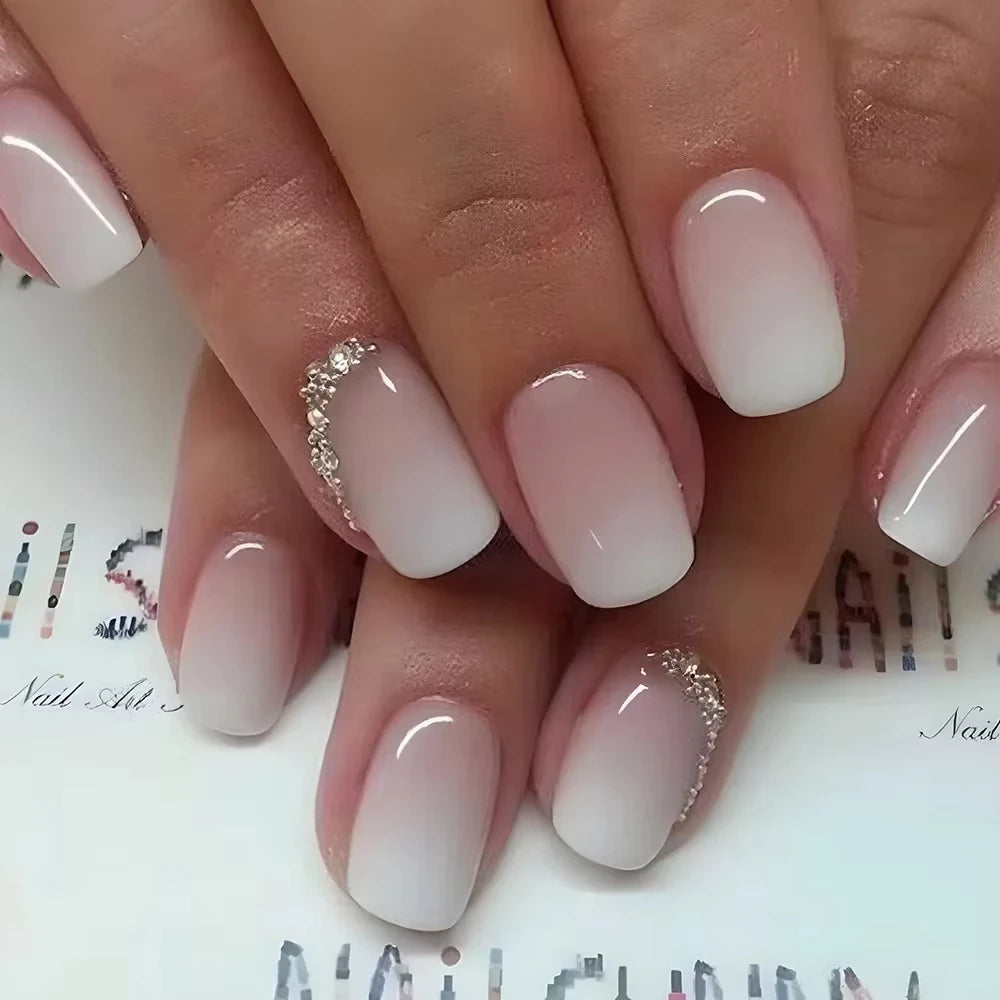 24Pcs Oval Short Acrylic Gel Press on Nails