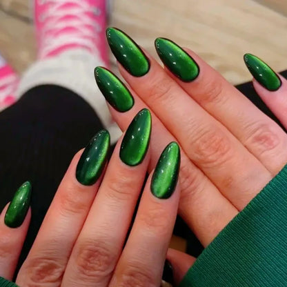24pcs Glossy Metallic Almond Press on Nails - Multiple Colours