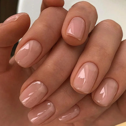 24Pcs Oval Short Acrylic Gel Press on Nails
