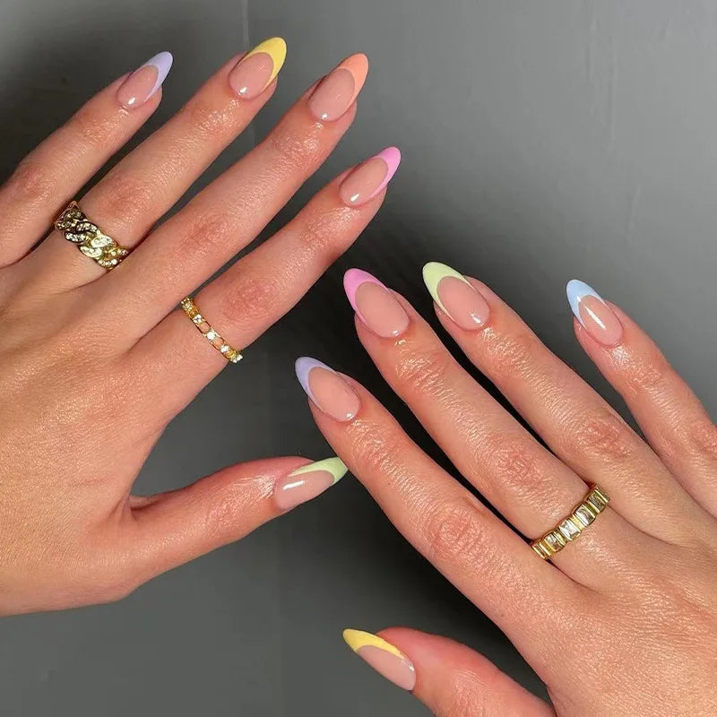 24Pcs Mid-Length Almond Press on Nails - Multiple Colours