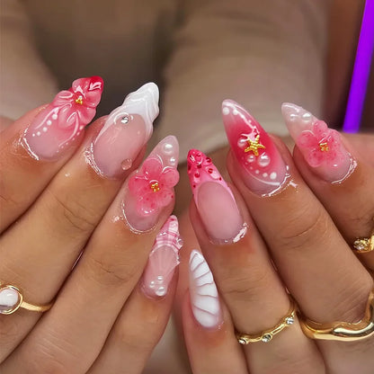 24pcs Almond Press on Nails - Multiple Colours