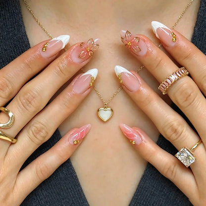 24pcs Floral & Coral Almond Press on Nails - Multiple Designs