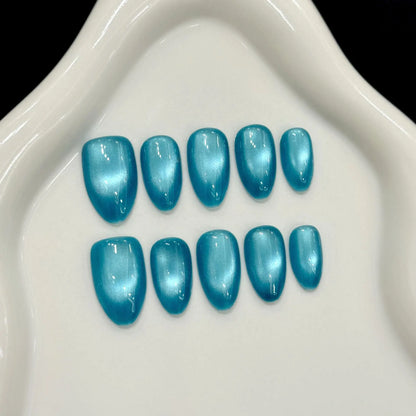 10Pcs Solid Acrylic Almond Glossy Press on Nails - Multiple Colours