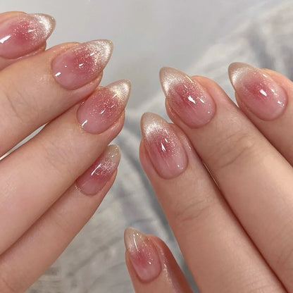 24Pcs Oval Short Acrylic Gel Press on Nails