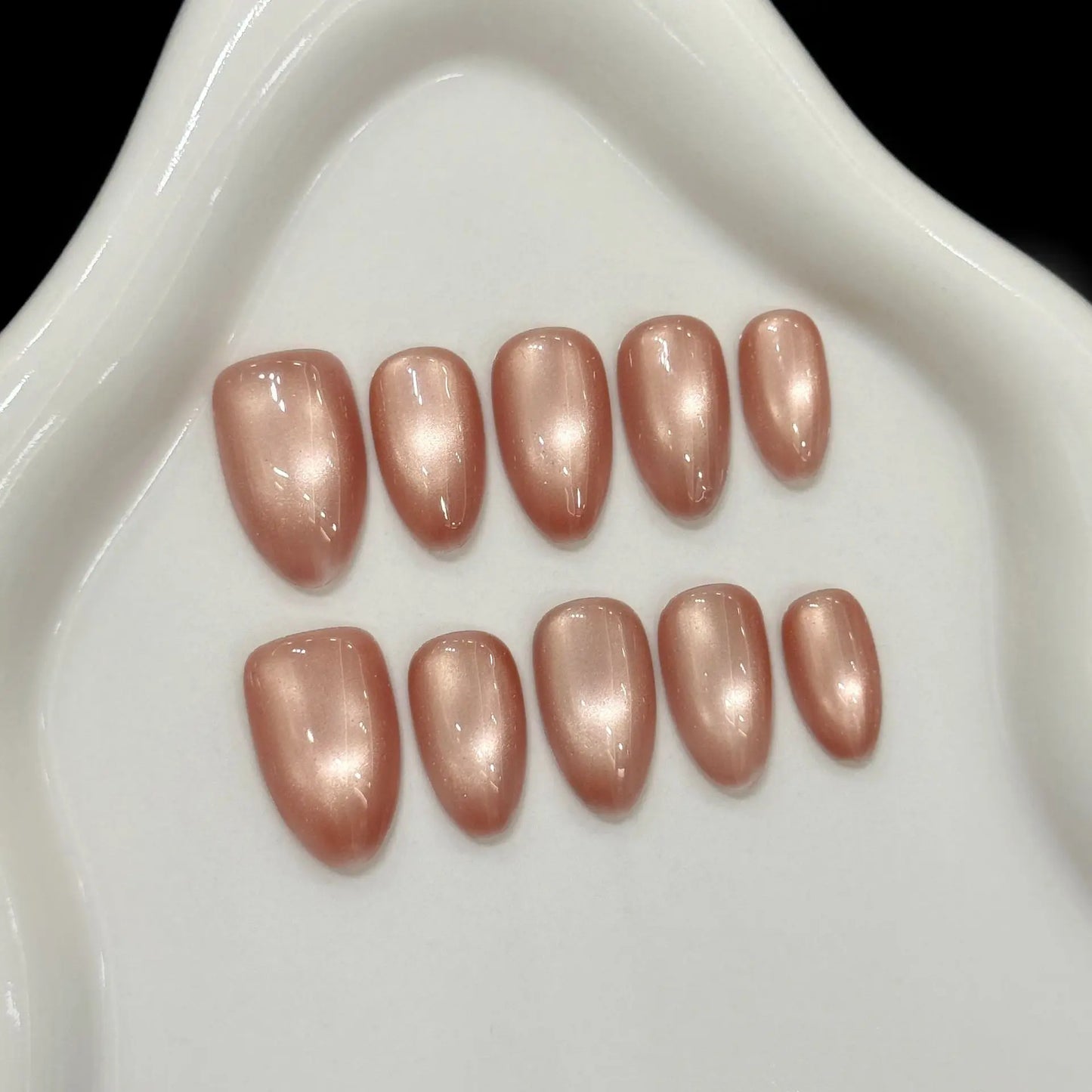 10Pcs Solid Acrylic Almond Glossy Press on Nails - Multiple Colours