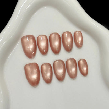 10Pcs Solid Acrylic Almond Glossy Press on Nails - Multiple Colours