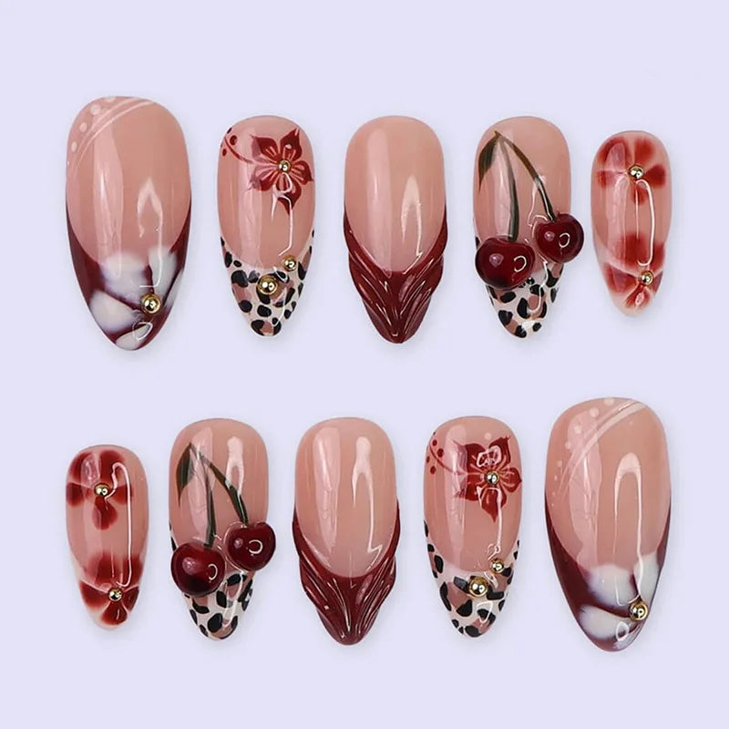 24pcs Floral & Coral Almond Press on Nails - Multiple Designs