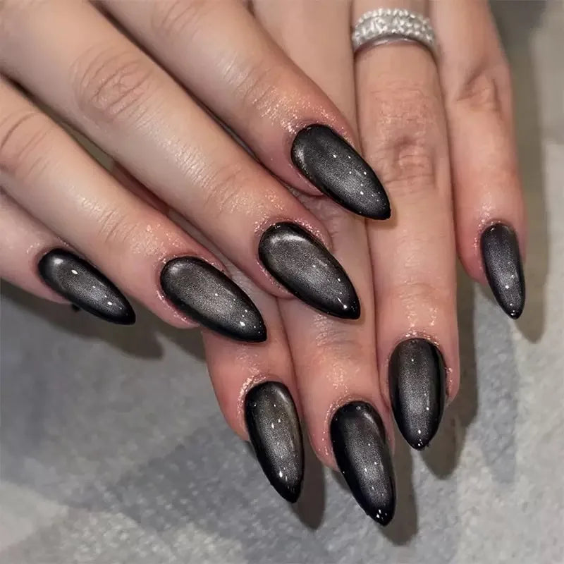 24pcs Glossy Metallic Almond Press on Nails - Multiple Colours