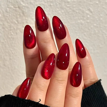 24pcs Glossy Metallic Almond Press on Nails - Multiple Colours