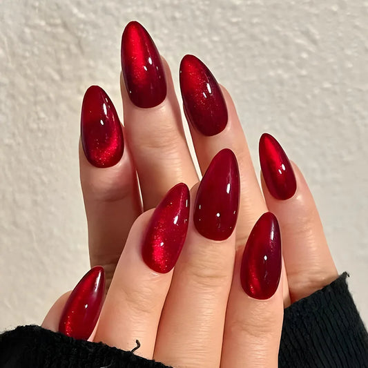 24pcs Glossy Metallic Almond Press on Nails - Multiple Colours