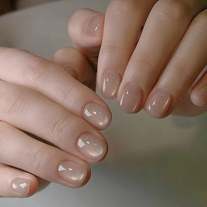 24Pcs Pink Almond Metallic Gloss Press on Nails - Multiple Colours