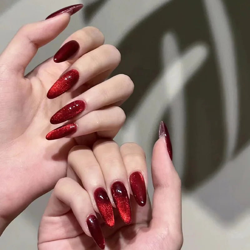 24pcs Glossy Metallic Almond Press on Nails - Multiple Colours