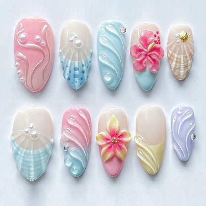 24pcs Almond Press on Nails - Multiple Colours