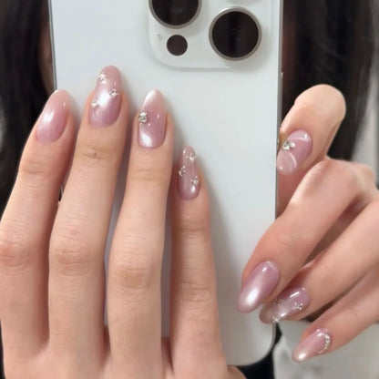 24pcs Glossy Metallic Almond Press on Nails - Multiple Colours