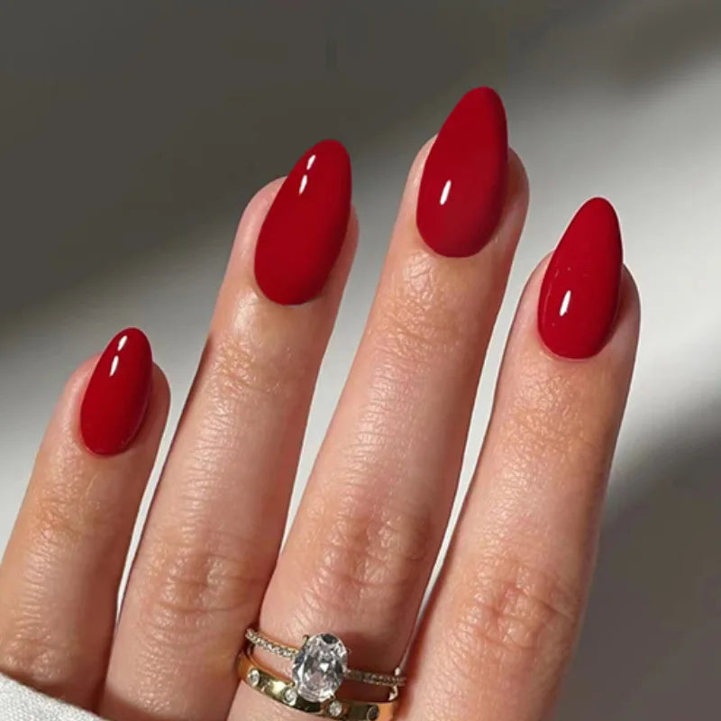 24pcs Glossy Metallic Almond Press on Nails - Multiple Colours