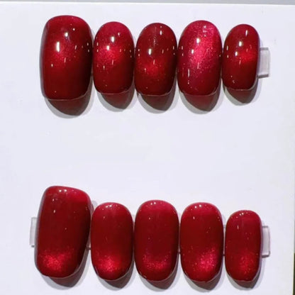 10pcs Mid-length Almond Metallic Gloss Press on Nails - Multiple Colours/Size