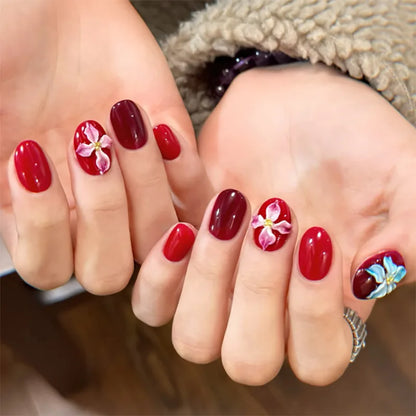 24Pcs Solid Color Design Press on Nails