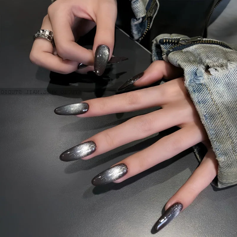 24Pcs Oval Short Acrylic Gel Press on Nails