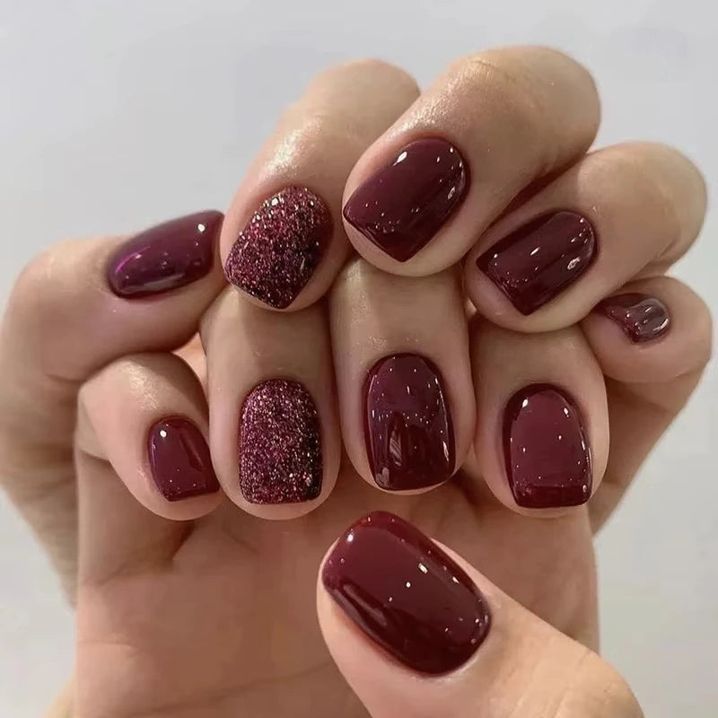 24Pcs Solid Color Design Press on Nails