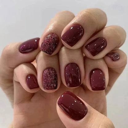 24Pcs Solid Color Design Press on Nails