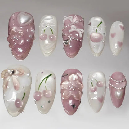 24pcs Almond Press on Nails - Multiple Colours
