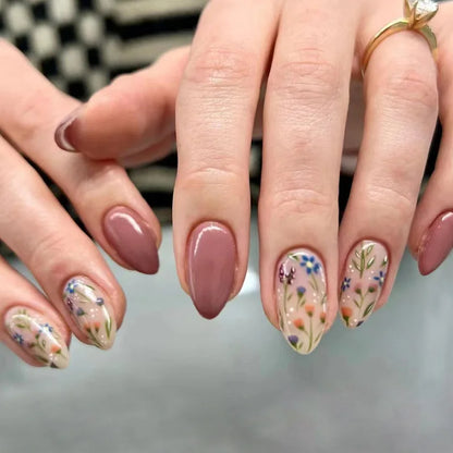 24Pcs Mid-Length Almond Press on Nails - Multiple Colours