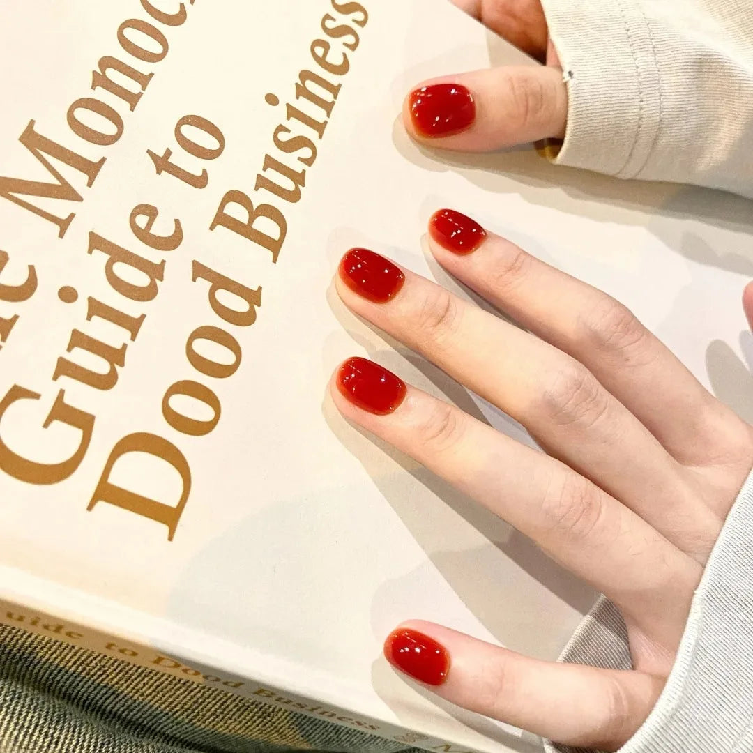 24Pcs Solid Color Design Press on Nails