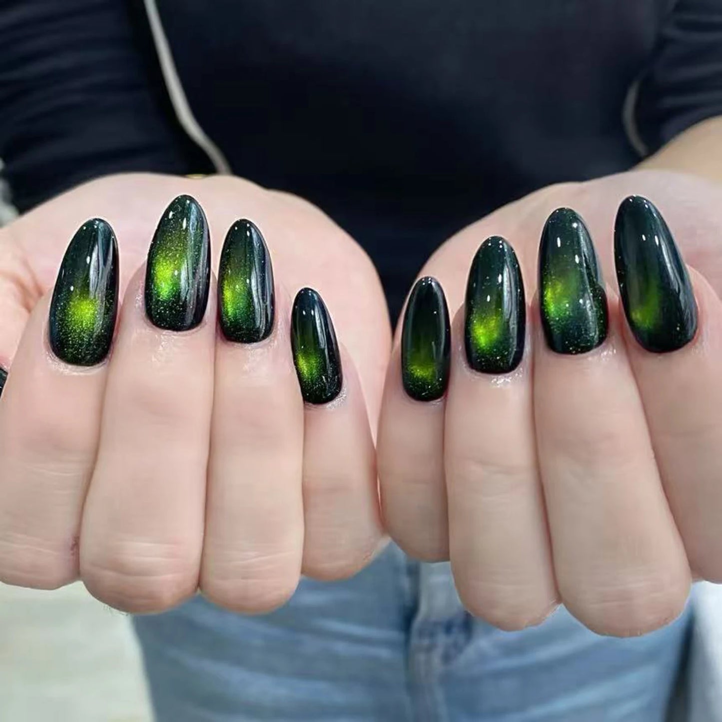 24pcs Glossy Metallic Almond Press on Nails - Multiple Colours